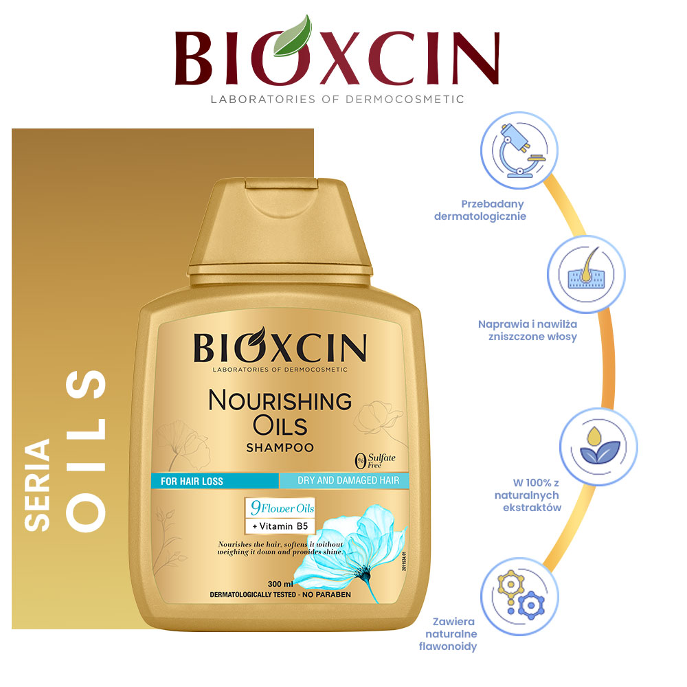 Bioxcin Szampon do włosów zniszczonych z olejkami odżywczymi 300 ml