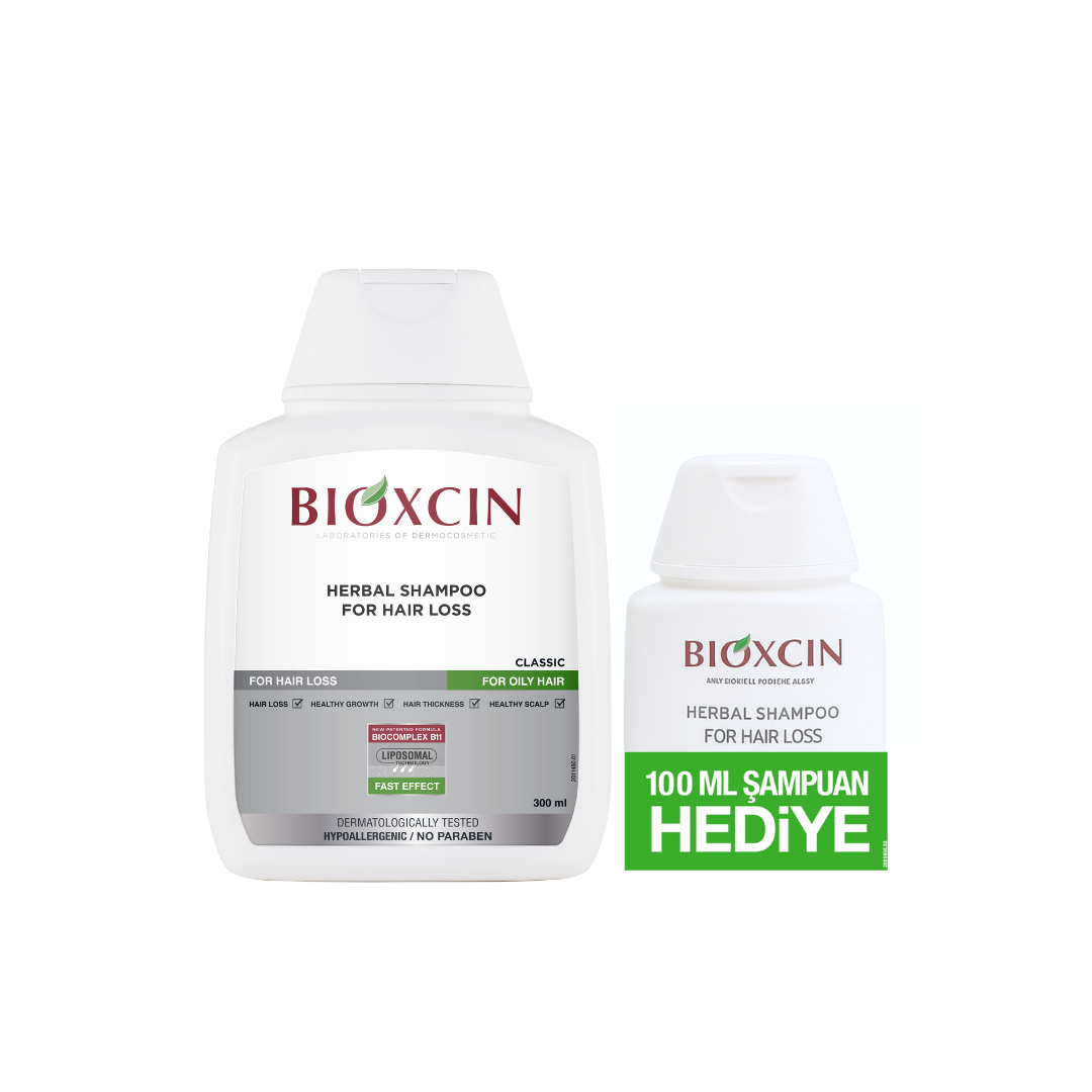 Zestaw Bioxcin Classic szampon przeciw wypadaniu do włosów przetłuszczających się 300 ml + 100 ml gratis
